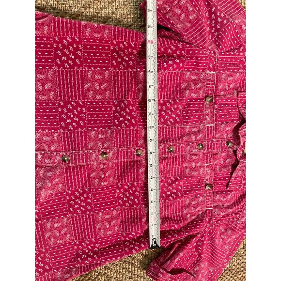 C.E.Schmidt Work Wear Pink 100% cotton bandana pattern button front top SZ M - Picture 6 of 7